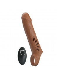 Коричневая вибронасадка с подхватом мошонки и пультом ДУ - Baile - в Элисте купить с доставкой