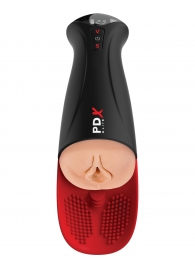 Телесный мастурбатор-вагина в черной колбе с вибрацией Fuck-O-Matic Pro XL - Pipedream - в Элисте купить с доставкой