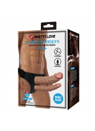 Темно-бежевый фаллопротез для двойного проникновения - 17,5 см. - Baile - купить с доставкой в Элисте