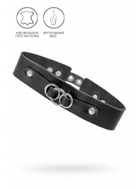 Черный чокер-ошейник со связанными кольцами на подложке - Pecado - купить с доставкой в Элисте