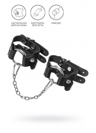 Черные кожаные наручники-браслеты из двух ремешков - Pecado - купить с доставкой в Элисте