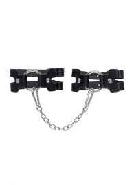 Черные кожаные оковы из двух ремешков - Pecado - купить с доставкой в Элисте
