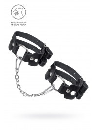 Черные кожаные оковы из двух ремешков - Pecado - купить с доставкой в Элисте
