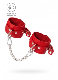 Красные мягкие кожаные оковы с люверсами - Pecado - купить с доставкой в Элисте