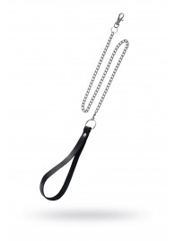 Поводок с ручкой из черной натуральной кожи и карабином для ошейника - Pecado - купить с доставкой в Элисте
