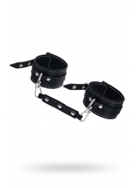 Черные двухслойные кожаные оковы с белой строчкой - Pecado - купить с доставкой в Элисте