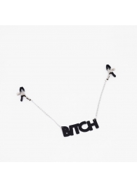 Зажимы на соски с кожаной подвеской Bitch - Crazy Handmade - купить с доставкой в Элисте