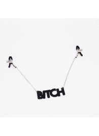 Зажимы на соски с кожаной подвеской Bitch - Crazy Handmade - купить с доставкой в Элисте