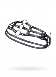 Черный кожаный пояс с кольцами - Pecado - купить с доставкой в Элисте