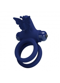 Синее эрекционное кольцо с вибростимуляцией клитора - Baile - в Элисте купить с доставкой