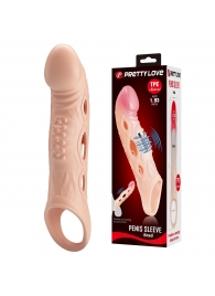 Телесная удлиняющая насадка с рельефом и вибрацией Brad - 21,3 см. - Baile - в Элисте купить с доставкой