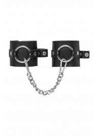 Черные наручники из толстой натуральной кожи с люверсами - Pecado - купить с доставкой в Элисте