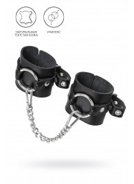Черные наручники из толстой натуральной кожи с люверсами - Pecado - купить с доставкой в Элисте