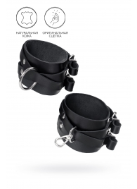 Черные кожаные оковы с двумя перекрёстными ремешками - Pecado - купить с доставкой в Элисте