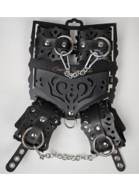 Черный ажурный кожаный набор фиксаций - Crazy Handmade - купить с доставкой в Элисте