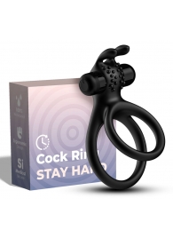 Черное эрекционное виброкольцо с подхватом мошонки Stay Hard - Boys of Toys - в Элисте купить с доставкой