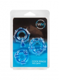 Набор из 3 синих эрекционных колец с различным рельефом - Erowoman-Eroman - в Элисте купить с доставкой