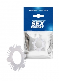 Эластичное эрекционное кольцо с шипиками и шариками - Sex Expert - в Элисте купить с доставкой