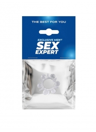 Прозрачное эрекционное кольцо с шариками и шипами - Sex Expert - в Элисте купить с доставкой