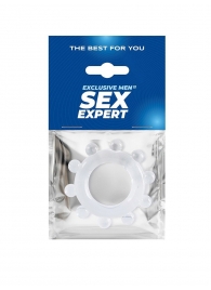 Прозрачное эрекционное кольцо со стимулирующими шариками - Sex Expert - в Элисте купить с доставкой