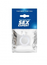 Эластичное эрекционное кольцо с шипиками и шариком - Sex Expert - в Элисте купить с доставкой