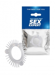 Эластичное эрекционное кольцо с 3 шариками и шипами - Sex Expert - в Элисте купить с доставкой