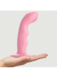 Розовая насадка-стимулятор Strap-On-Me Tapping Dildo Wave - Strap-on-me - купить с доставкой в Элисте