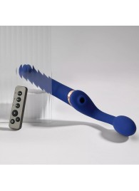 Синий безремневой страпон Multi Orgasm Bendable Strap-On size XL с клиторальной стимуляцией - Strap-on-me - купить с доставкой в Элисте