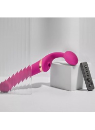 Ярко-розовый безремневой страпон Multi Orgasm Bendable Strap-On size L с клиторальной стимуляцией - Strap-on-me - купить с доставкой в Элисте