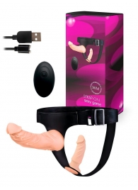 Женский страпон с 2 насадками, вибрацией и пультом ДУ - Erowoman-Eroman - купить с доставкой в Элисте