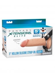Телесный пустотелый фаллопротез 5’’ Hollow Silicone Strap-On - 14 см. - Pipedream - купить с доставкой в Элисте