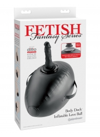 Черный надувной мяч с платформой для фиксации дилдо Body Dock Inflatable Love Ball - Pipedream - купить с доставкой в Элисте