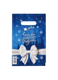 Сине-белый подарочный новогодний пакет с вырубной ручкой (20х30 см) - Сима-Ленд - купить с доставкой в Элисте