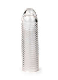 Прозрачная закрытая насадка на пенис с ребрышками - 16 см. - Sex Expert - в Элисте купить с доставкой