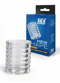 Прозрачная сквозная насадка на пенис с ребрышками - Sex Expert - в Элисте купить с доставкой