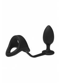Черное эрекционное кольцо с анальной пробкой Cockstrap With Anal Plug - Dream Toys - в Элисте купить с доставкой