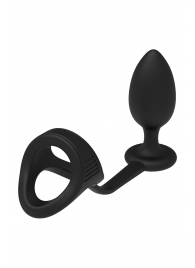 Черное эрекционное кольцо с анальной пробкой Cockstrap With Anal Plug - Dream Toys - в Элисте купить с доставкой