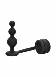 Черное эрекционное кольцо с анальной елочкой Cockring With Beaded Anal Plug - Dream Toys - в Элисте купить с доставкой