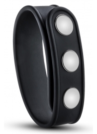 Черное эрекционное кольцо на кнопках - Blush Novelties - в Элисте купить с доставкой