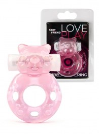 Розовое эрекционное виброкольцо в форме мишки - 1137 - в Элисте купить с доставкой