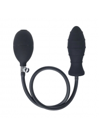 Черная анальная втулка с функцией расширения Ribbed Inflatable Silicone Anal Plug - Shots Media BV