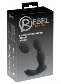 Черная анальная пробка с вибрацией, вращением и пультом ДУ RC Butt Plug with 2 Functions - Orion - в Элисте купить с доставкой