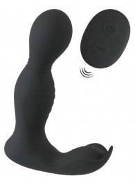 Черная анальная пробка с вибрацией, вращением и пультом ДУ RC Butt Plug with 2 Functions - Orion - в Элисте купить с доставкой