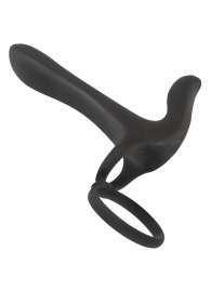 Черная насадка на член с вибрацией Couple’s Vibrator - Orion - в Элисте купить с доставкой