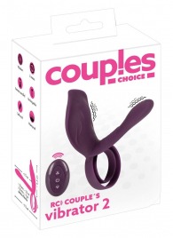 Фиолетовая насадка на член с клиторальным отростком и пультом ДУ RC Couple’s Vibrator 2 - Orion - в Элисте купить с доставкой