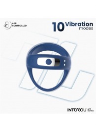 Синее интерактивное эрекционное виброкольцо Rank - Intoyou - в Элисте купить с доставкой