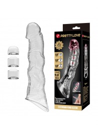 Прозрачный фаллоудлинитель с 3 вставками - 28 см. - Baile - в Элисте купить с доставкой