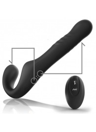 Черный безремневой страпон с вибрацией и возвратно-поступательными движениями - 24 см. - Ibiza - купить с доставкой в Элисте