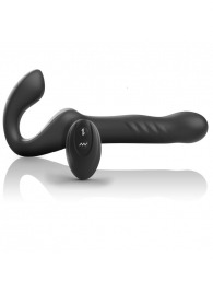 Черный безремневой страпон с вибрацией и возвратно-поступательными движениями - 24 см. - Ibiza - купить с доставкой в Элисте