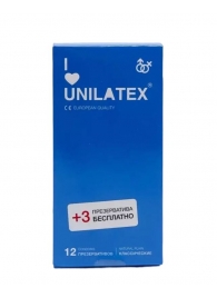 Классические презервативы Unilatex Natural Plain - 12 шт. + 3 шт. в подарок - Unilatex - купить с доставкой в Элисте